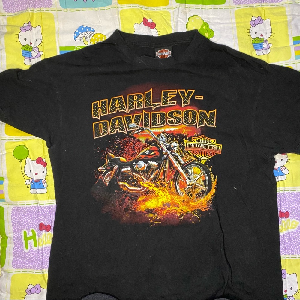 sick harley davison tee with bike lava graphic design